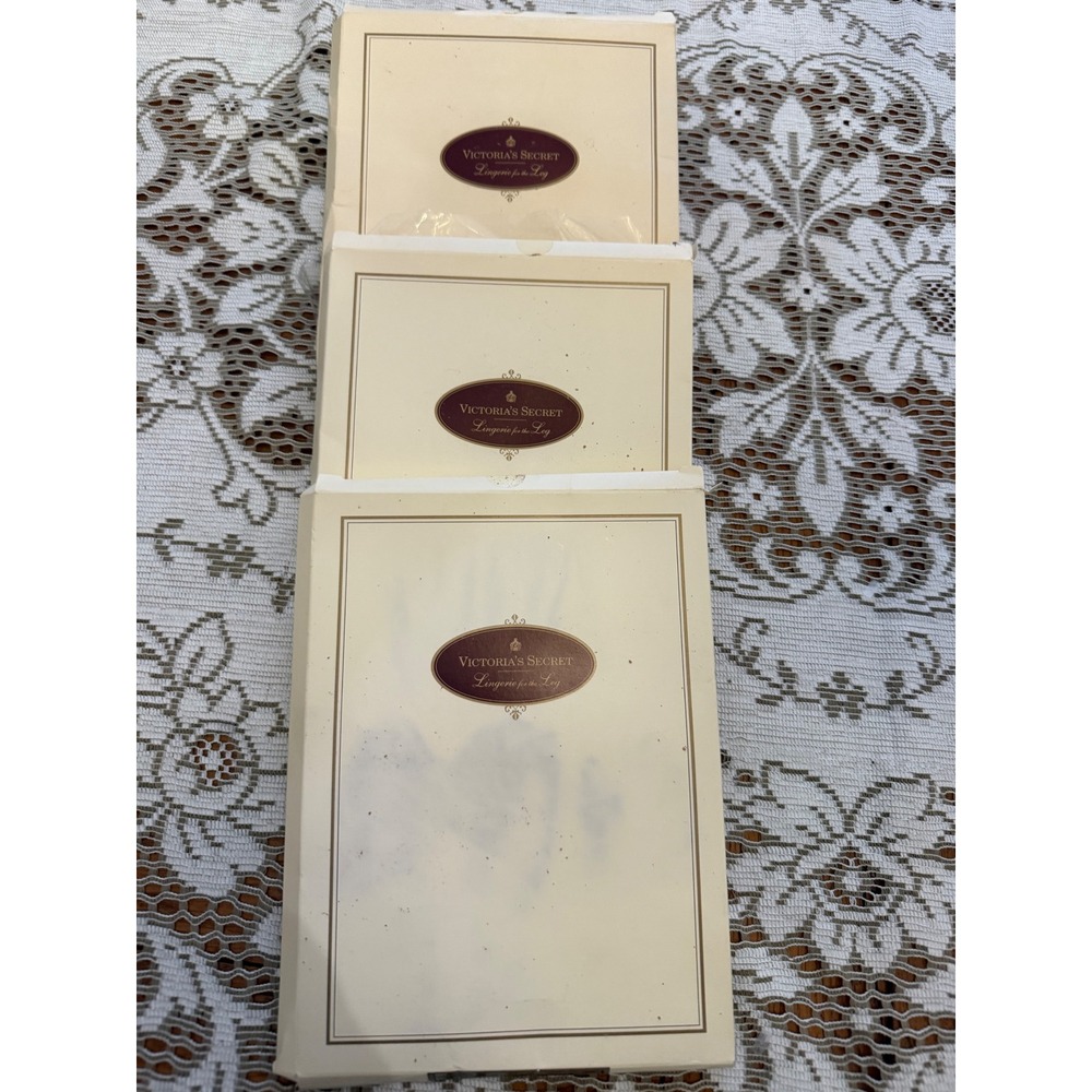 Vintage Victorias Secret Lycra Sheer Lace Top Thigh-High Stockings Set of 3 S